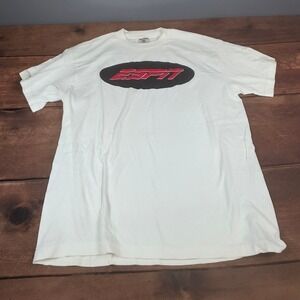 Tee Jays ESPN Graphic T-Shirt Mens XL White Good Vintage 90s Sportswear Tee